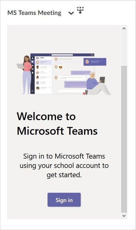 Microsoft Teams Meetings sign in page