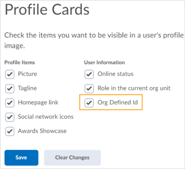 The new Org Defined Id field in the Profile Cards tool